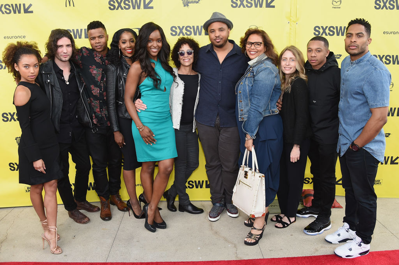 Yvette Lee Bowser (fourth from right) with Dear White People cast and crew (Michael Loccisano/Getty Images for SXSW)